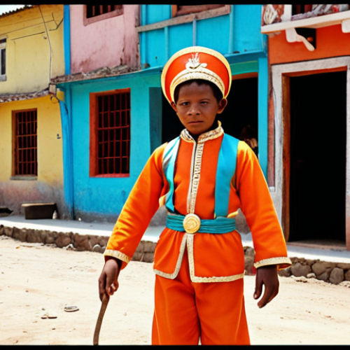 Home 4 **Prompt:** A vibrant and nostalgic image capturing the early days of "Bangeman." Focus on a naive and sincere hero in a bright costume, reflecting simple storylines and obvious morals. The scene should evoke a sense of childhood wonder.