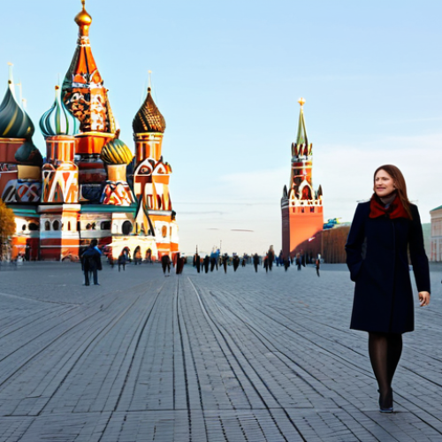 Home 23 **
A professional businesswoman in a stylish, modest business suit walks confidently through Red Square in Moscow. In the background, St. Basil's Cathedral is visible. Fully clothed, appropriate attire, safe for work, perfect anatomy, natural proportions, professional photography, high quality. Focus on conveying strength and elegance in a modern Russian setting. Family-friendly.
**