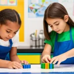 Home 2 번개맨 유치원 프로그램 - **Prompt: STEAM Discovery in a Modern Kindergarten**
A bright, inviting kindergarten classroom f...